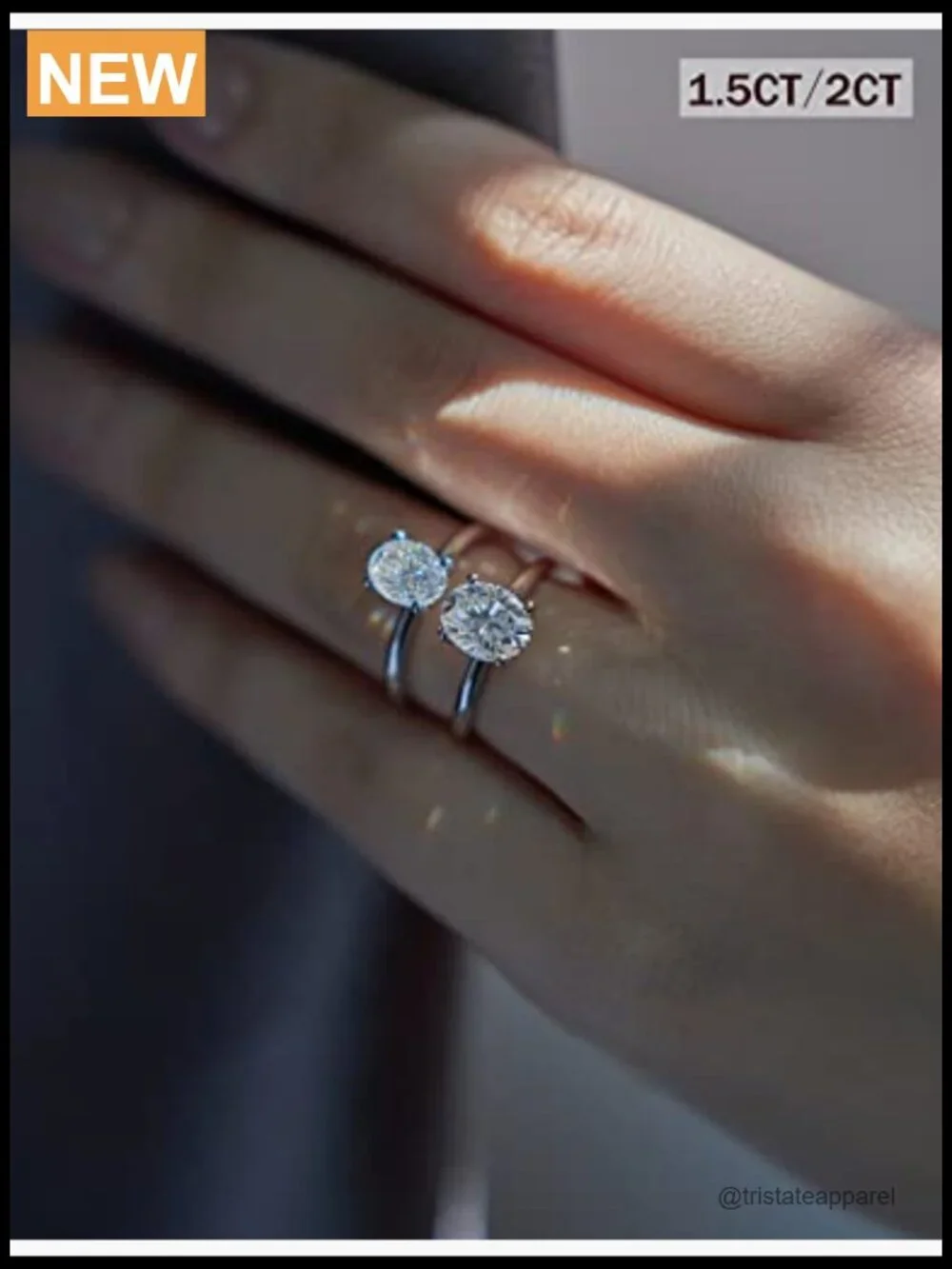 Solitaire 1.5CT Moissanite Engagement Ring 925 Sterling Silver